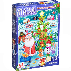 Пазл с липучками «Весёлый Новый год», 54 детали