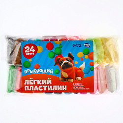 Пластилин легкий, прыгающий, набор 24 цвета, вес 1 цвета 10 гр, 3 инструмента