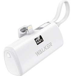 Внешний АКБ WALKER WB-965 Mini (5000mAh), белый, Lightning/Type-C