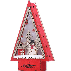 Новогоднее украшение "Домик со светом. Снеговик" в пакете УТМ01493826