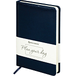 Ежедневник BRAUBERG недатированный А5 138х213мм Imperial под кожу, 160л, темно-синий, 123413