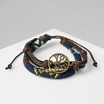 Браслет кожа «Яркое плетение» дерево, цвет коричнево-синий, d=8 см 3744867