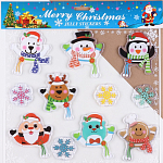 Наклейки на окна "Новогодние" снеговик, пингвин,  28 х 25 см 10652646