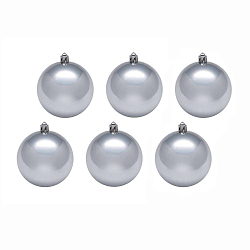 Набор шаров пластик d-8 см, 6 шт "Глянец" серебро 735671