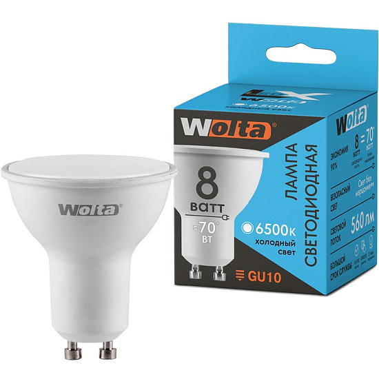 Лампа светодиодная WOLTA LX MR16 8W/6500К/GU10 1/50