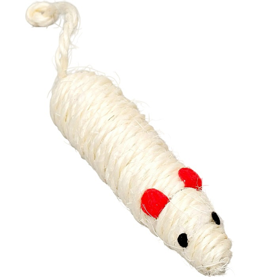 Игрушка сизалевая "Длинная мышь", 14,5 см, белая