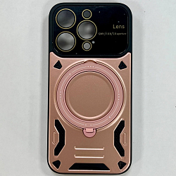 Силиконовый чехол BRISTOL Magsafe для iPhone 15 PRO розовый , защита камеры, кольцо-подставка