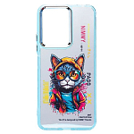 Задняя накладка PC092 для Xiaomi Redmi 13C 5G/Poco M6 5G (кот) (transparent)