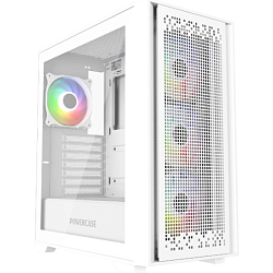 Корпус Powercase ByteFlow White, Tempered Glass, ARGB fans, HUB, белый, ATX