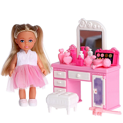 Кукла малышка Lyna Парикмахер с набором мебели и аксессуарами, МИКС