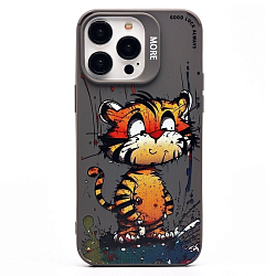 Задняя накладка SC335 для iPhone 14 Pro Max  (тигр) (gray)