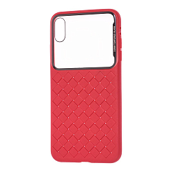 Силиконовый чехол BASEUS для iPhone XS MAX матовый, красный (Glass & Weaving)