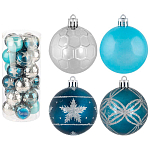 Набор шаров 6 см, 24 шт, цвет: темно-синий, голубой, серебряный SYQB2-0123194 арт.106343