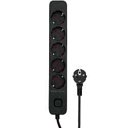 Сетевой фильтр  5.0м ГАРНИЗОН EPS-5-B-5, черный, 5 розеток, 10А, ур.защиты 2+, пакет