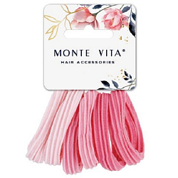 Резинки для волос НАБОР 6 шт, мягкие, большие, оттенки розового MONTE VITA 457051