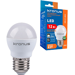 Лампа светодиодная KRONUS G45 шар 12W/6000K/E27 холодный свет