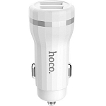 Авто ЗУ 2USB 2.4A HOCO Z27, Staunch microUSB, белый