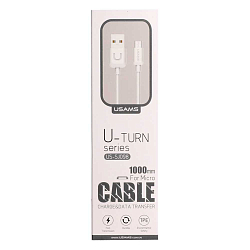 Кабель USB <--> microUSB  1.0м USAMS U-Turn Series US-SJ098 круглый, белый
