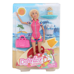 Кукла DEFA Lucy "Катание на сёрфинге" (29 см, питомец, аксесс., в ассорт.)