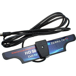 Антенна комнатная HD 50 DVB-T2 ZERRO - TV (красная) на липучке 3м кабель