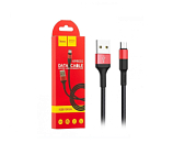 Кабель USB <--> microUSB  1.0м HOCO X26 Xpress в переплёте, чёрный, с красной вставкой