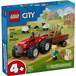 Конструктор LEGO CITY 60461 Красный фермерский трактор с прицепом и овцами