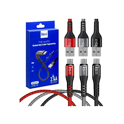 Кабель USB <--> microUSB  1.0м ISA DC-G03 LUX алюминий/нейлон серый
