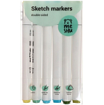 Набор двусторонних маркеров для скетчинга MESHU 6 цветов (морские цвета)