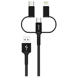 Кабель USB <--> Lightning/microUSB/Type-C  1.0м PERO DC-06 черный