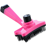 Пуходерка пластиковая "Косточка" с самоочисткой, 8,5 х 12,5 см, розовая   7437973