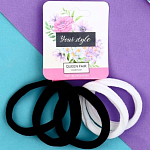 Резинка для волос "Спорт стайл" (набор 5 шт) линии, 4 см, чёрно-белый   9732074