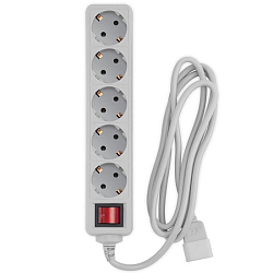 Сетевой фильтр  1.8м PC Pet AP01006-E-GR 1.8м, серый, 5 розеток
