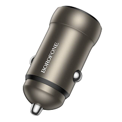 Авто ЗУ 1USB/1Type-C 3A BOROFONE BZ32B Fresh Metal grey, PD30W, Type-C-Type-C