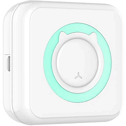 Детский мини-принтер для фотографий Kid Joy, 200DPI, Bluetooth 5.1, (C15), белый с бирюзой