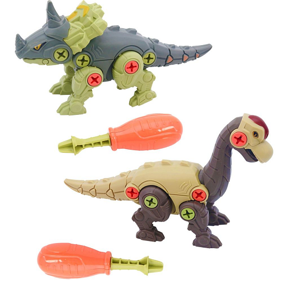 Игровой набор Mioshi Active "Динозавры-конструкторы: Диплодок и стиракозавр" (2 шт., 20 см, 2 отвёртки, винты)