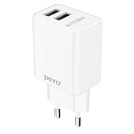 Сетевое ЗУ 2USB 2.1A PERO TC02 белый