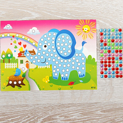 Аппликация круглыми стразами «Слоник» стразы МИКС