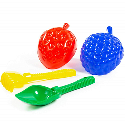 Набор ПОЛЕСЬЕ №412: лопата №6, грабли №6, формочки "Фрукты" большие 2 шт