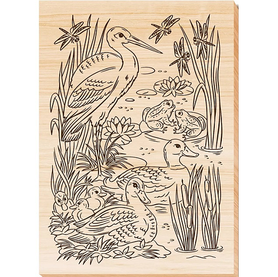 Выжигание. Доска для выжигания и росписи 1 шт "На пруду" А4  05012/ДК