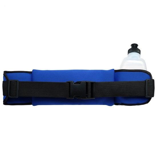 Сумка спортивная на пояс 45х9 см с бутылкой 15х8х3 см, 2 кармана, цвет синий   4135233