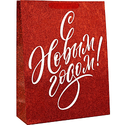 Пакет «С Новым годом», глиттер, L 31 х 40 х 11.5 см 10444848