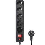 Сетевой фильтр  1.8м ГАРНИЗОН EHLB-1, черный, 5 розеток, 10А, ур.защиты 4, коробка