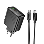 Сетевое ЗУ 1USB/3Type-C 3A HOCO CS27At, черный, Type-C-Type-C, PD 67Вт