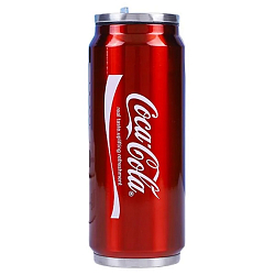 Термокружка металлическая Coca-Cola 450 ml, с трубочкой, пластиковая крышка (16405-11)