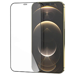 Противоударное стекло 2.5D XO для iPhone 14 Plus/13 Pro Max, silk print full, черный