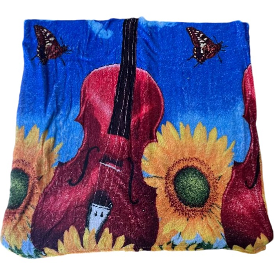 Плед 180*200 бамбуковый "Подсолнухи", синий