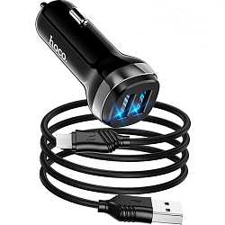 Авто ЗУ 2USB 2.4A HOCO Z40 Superior microUSB черный