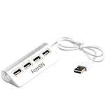 USB-Хаб FaisON U-02, EVO, серебряный, алюминий, 4 гнезда, USB 2.0