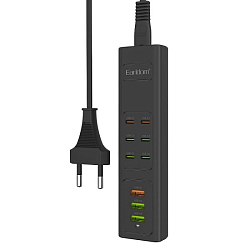 Сетевой удлинитель 1.0м EARLDOM, ES-SC24 EU, 3 USB+6 Type C, белый