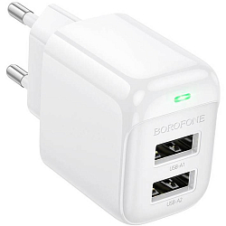 Сетевое ЗУ 2USB 2A BOROFONE BAS41A White, microUSB, 12W